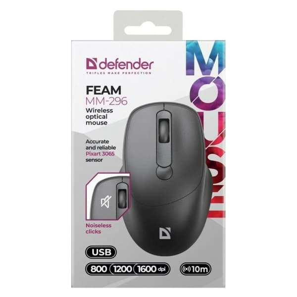 Gaming Mus Defender FEAM MM-296 RF SILENT Svart