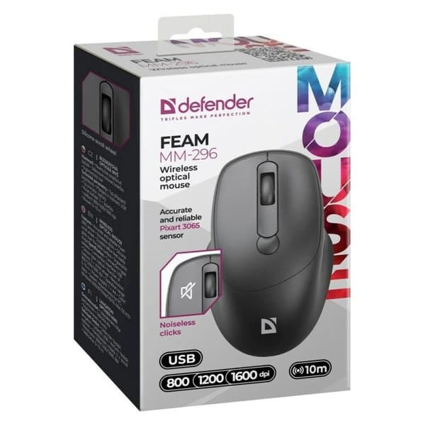 Gaming Mus Defender FEAM MM-296 RF SILENT Svart
