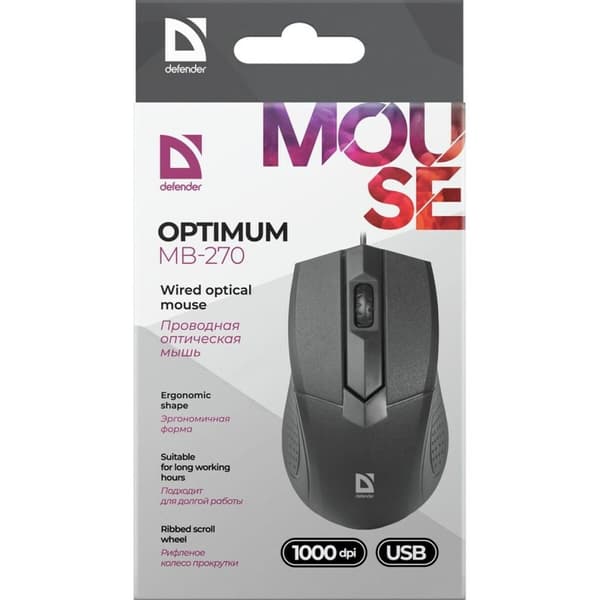 Optisk mus Defender Optimum MB-270 Sort 1000 dpi (1000 dpi)