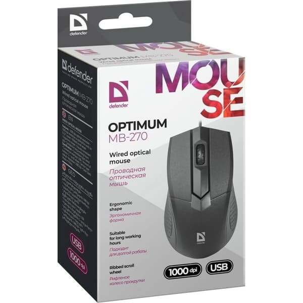 Optisk mus Defender Optimum MB-270 Sort 1000 dpi (1000 dpi)