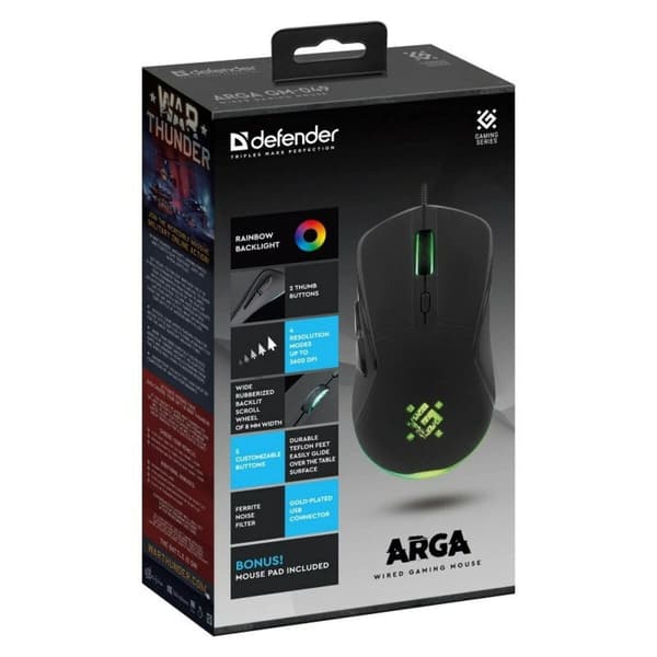Gaming Mus Defender GM-049 ARGA Svart 3600 DPI