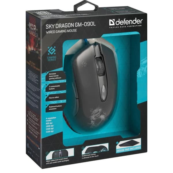 Gaming Mus Defender GM-090L Svart 3200 DPI
