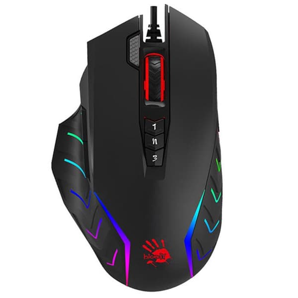 A4TECH Gaming Mouse, USB, 8000 DPI, Metal Skates, J95 RGB Pixart (aktiverad)