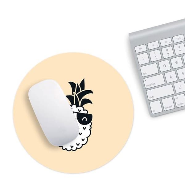 Questo casa - 1 -, Rund digitaltryckt musmatta med halkfri botten för kontor och hem Diameter 22 cm