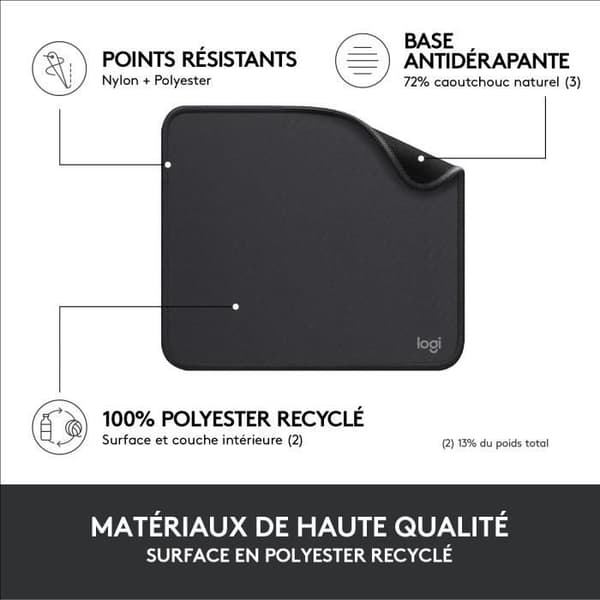 Musmatta - Logitech - Studio Series - Easy Glide - Svart