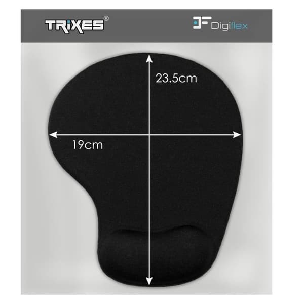Musmatta - TRIXES - Svart - Ergonomisk - Gel handledsstöd - Halkfritt