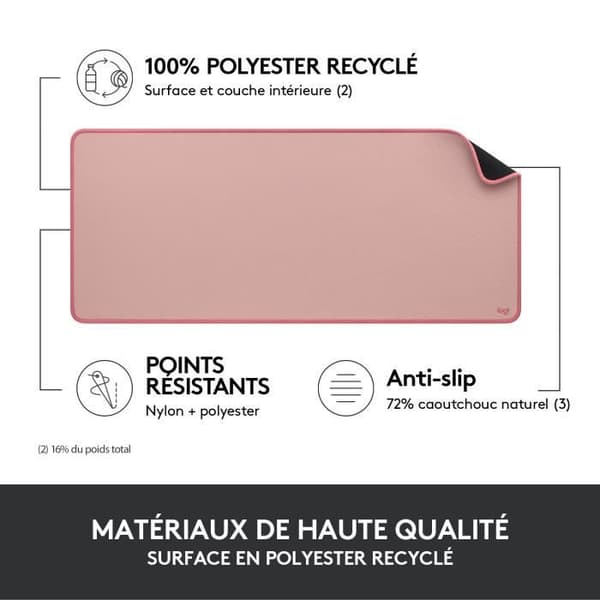 Musmatta - Logitech - Skrivbordsmatta - Studio-serien - Utökad - Rosa