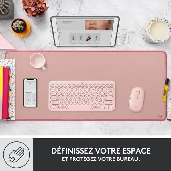 Musmatta - Logitech - Skrivbordsmatta - Studio-serien - Utökad - Rosa