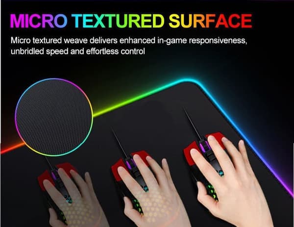 OBOSOE Gaming Musmatta med RGB LED-ljus – 80x30 cm, 14 Ljuslägen, Vattentät och Halkfri