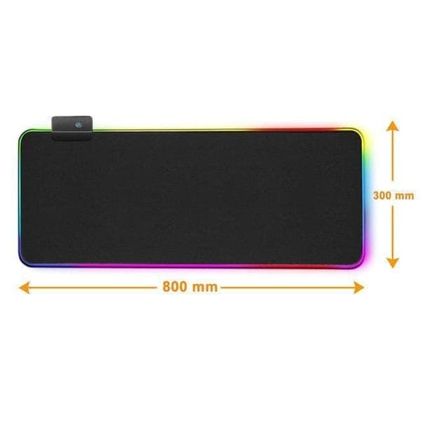 OBOSOE Gaming Musmatta med RGB LED-ljus – 80x30 cm, 14 Ljuslägen, Vattentät och Halkfri