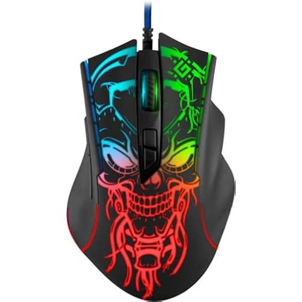 Kabelansluten optisk spelmus DEFENDER GM-928 Bulletstorm 7200 DPI 7 bakgrundsbelysta knappar Svart