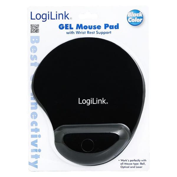 Musmatta - LogiLink - Svart - Handledsstöd - Klisterstöd - 3 mm tjocklek