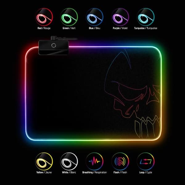 SPIRIT OF GAMER - Medium RGB-musmatta - Ljus LED-bakgrundsbelysning 10 lägen + RGB-färger - Komfortstruktur - Halkfri