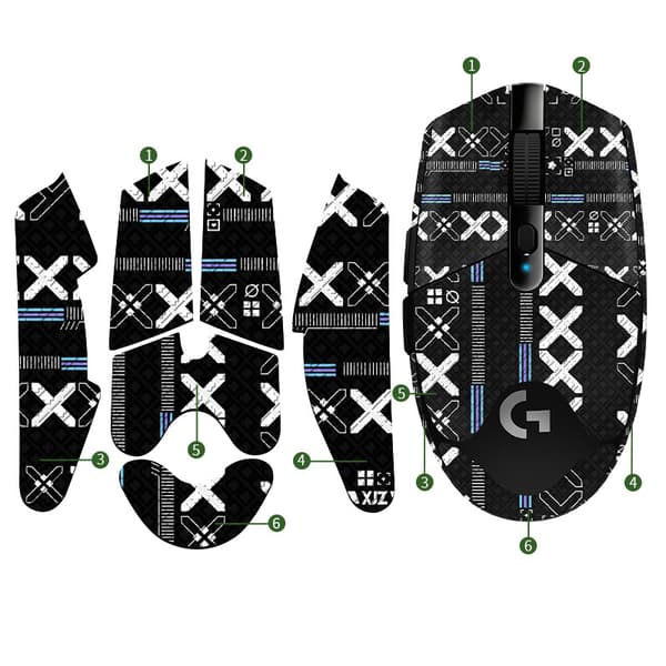 INF Parannettu pito: Liukumattomat hiiritarrat Logitech G304:lle Musta