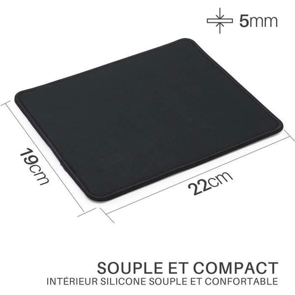 Musmatta - WAYTEX - 73734 - 19x22 cm - Antislip - Sydda kanter - Enfärgad svart tyg