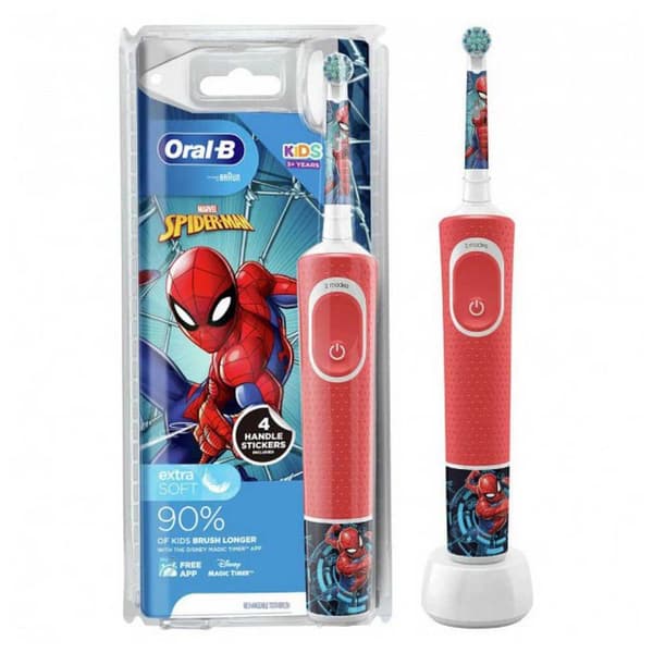 Braun Elektrisk Tandbørste Med Etui D100 Spiderman Transparent