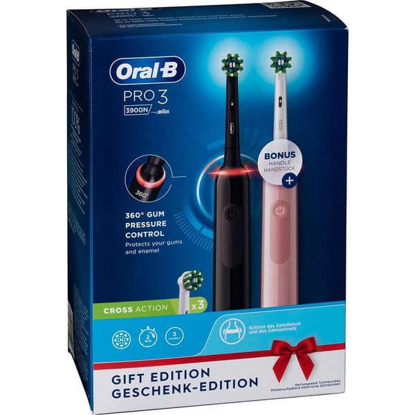 Oral-b Sähköinen Hammasharja Pro 3 3900 Duopack Edition 2 Hopeinen