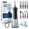 Miniatyrbillede 1 af 2: Bærbar Oral Irrigator, 350 ml Vandtank, 5 Rengøringsindstillinger,sort