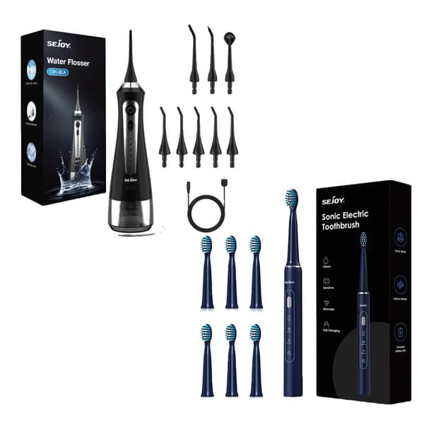 Tandtrådsvandflosser, 5 tilstande, USB-opladelig,sort