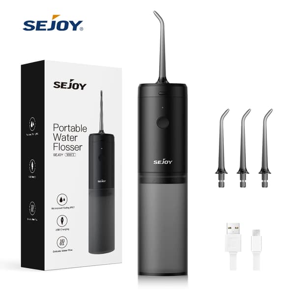 Oral irrigator, 140ML vandtank, USB genopladelig,sort