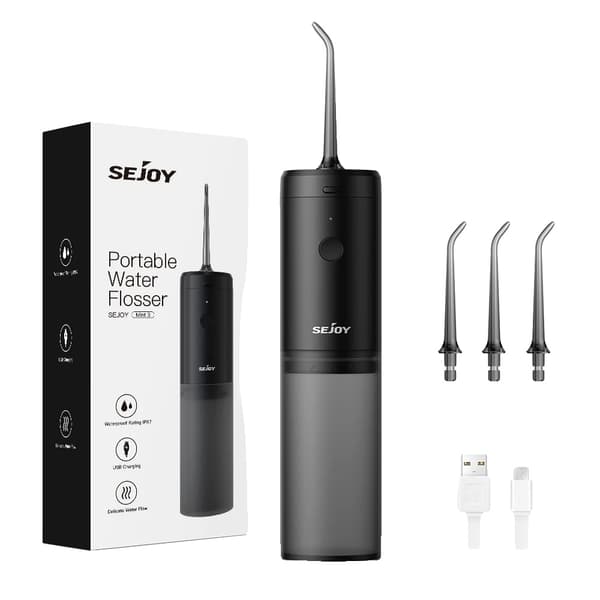 Oral irrigator, 140ML vandtank, USB genopladelig,sort