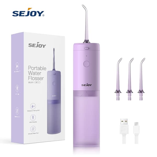 Tandpleje Oral Irrigator, 4 Dyser, 3 Tilstande, 140ML Vandtank,LILLA