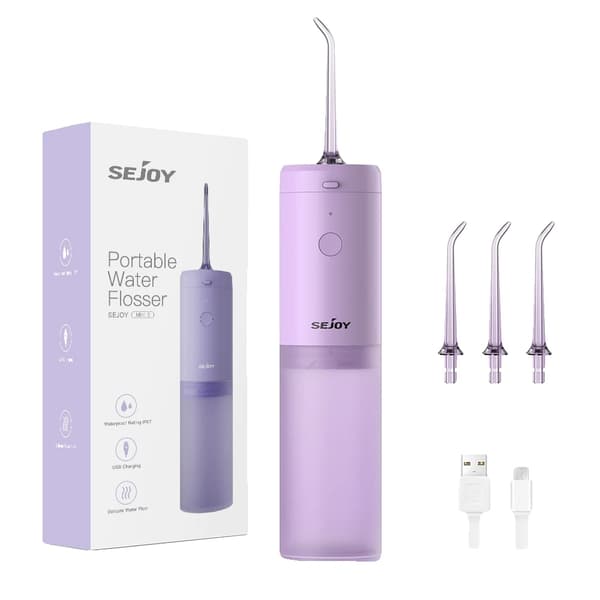 Tandpleje Oral Irrigator, 4 Dyser, 3 Tilstande, 140ML Vandtank,LILLA