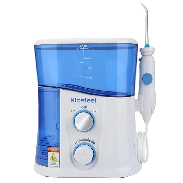 Elektrisk Oral Irrigator, 1000ml Vandtank, UV Sterilisering med 7 Dyser,Blå
