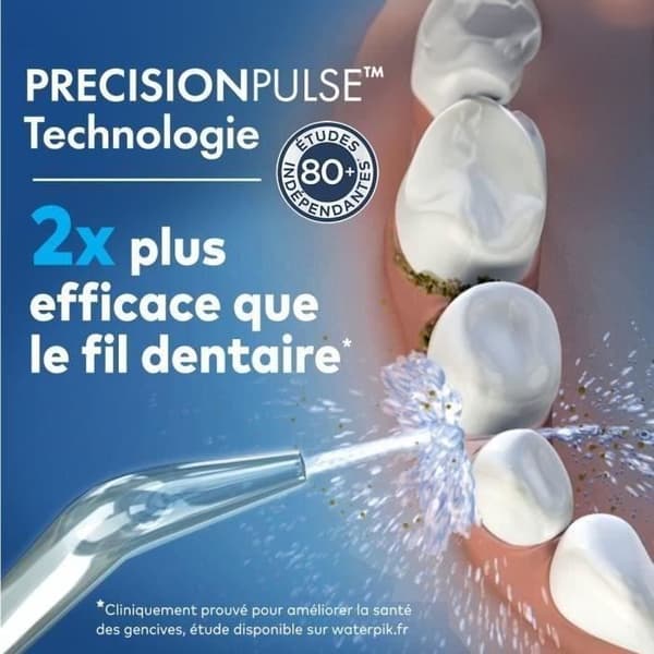 Waterpik WF-20 Pulse, Ledningsfri Vandtandtråd, Anbefales af UFSBD, Genopladelig Vandstråle, Fjerner Plak, Hvid