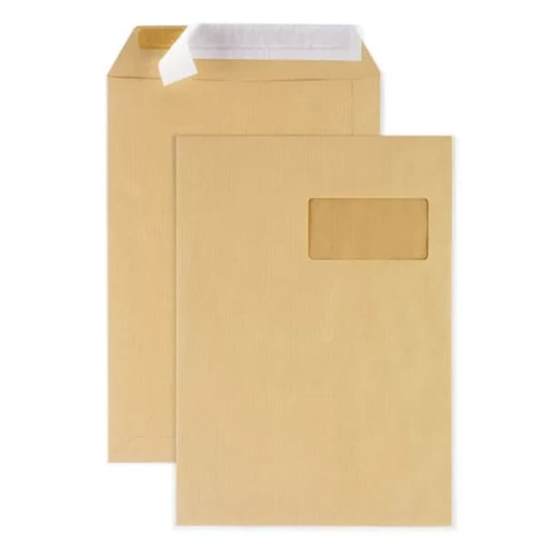75 kraftpappersfickor med fönster - 22,9 x 32,4 cm