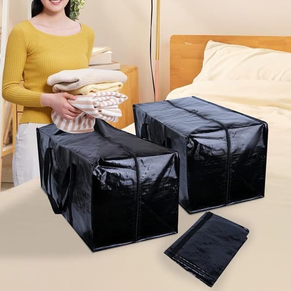 4 stycken flyttväska lådor flyttkartong åkpåse stor klädväska jumbopåse förvaring quilt handtag stammen