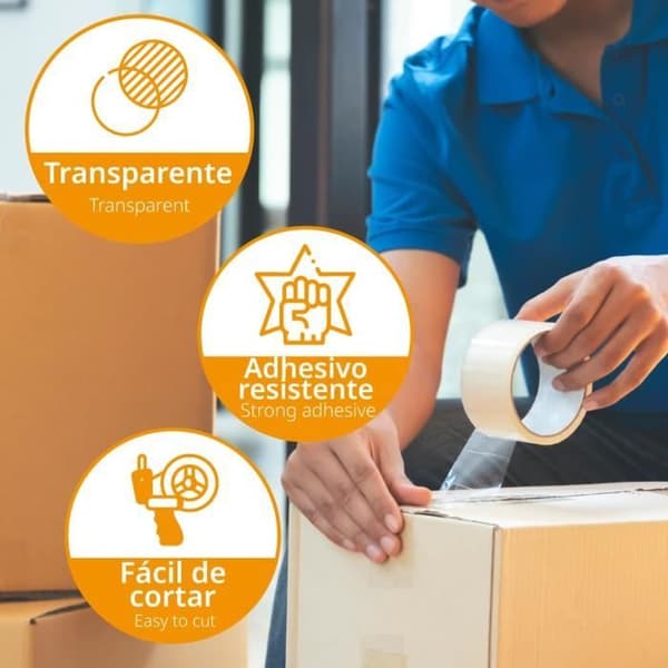 OFITURIA Transparent emballage tape för att packa kartonger för frakt och flytt.