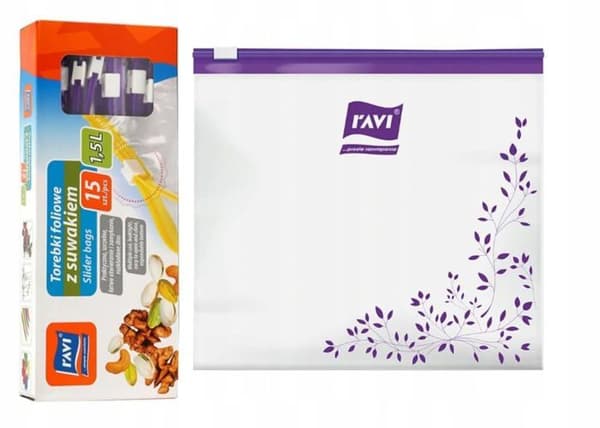Ravi - RAV 002173/ALL - Återanvändbara plastpåsar med dragkedja 1,5l 15st