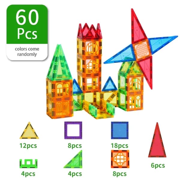 Magnetiskt Byggset, Gör-det-själv Byggleksak, Montessori Utbildningsleksak, MPL2-60W