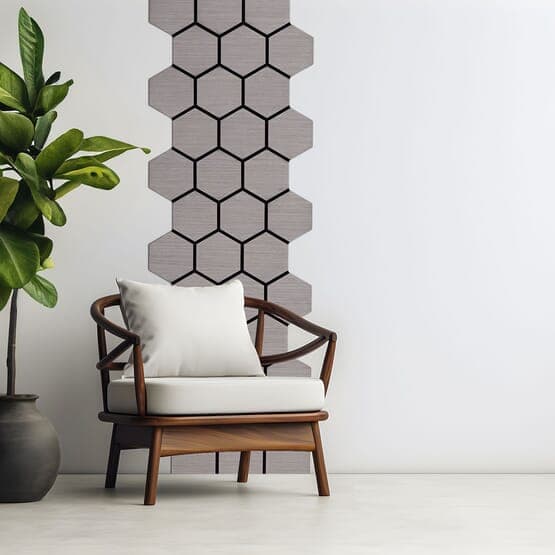 Ljudpanel - Akustikpanel Hexagon - 62x76 Cm - 8 St - Grå