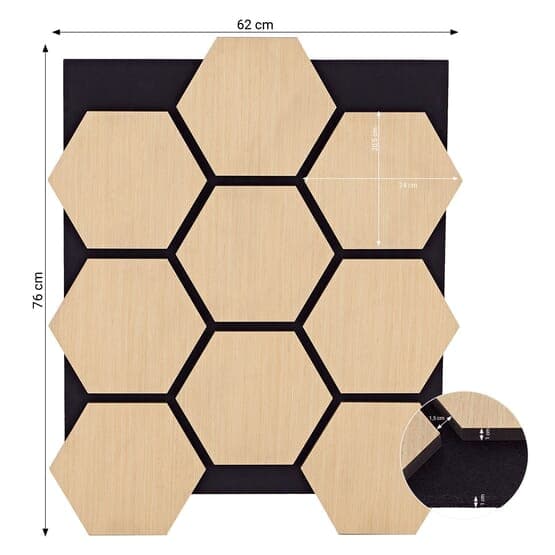 Ljudpanel - Akustikpanel Hexagon - 62x76 Cm - 8 St - Natur