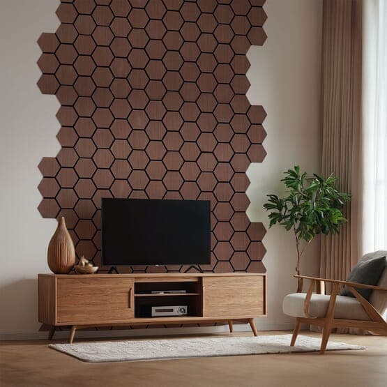 Ljudpanel - Akustikpanel Hexagon - 62x76 Cm - 8 St - Brun