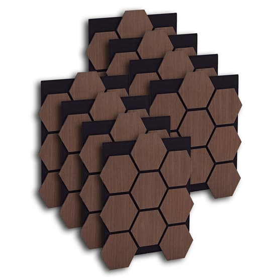 Ljudpanel - Akustikpanel Hexagon - 62x76 Cm - 8 St - Brun