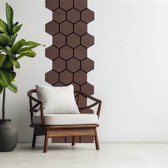 Ljudpanel - Akustikpanel Hexagon - 62x76 Cm - 8 St - Brun