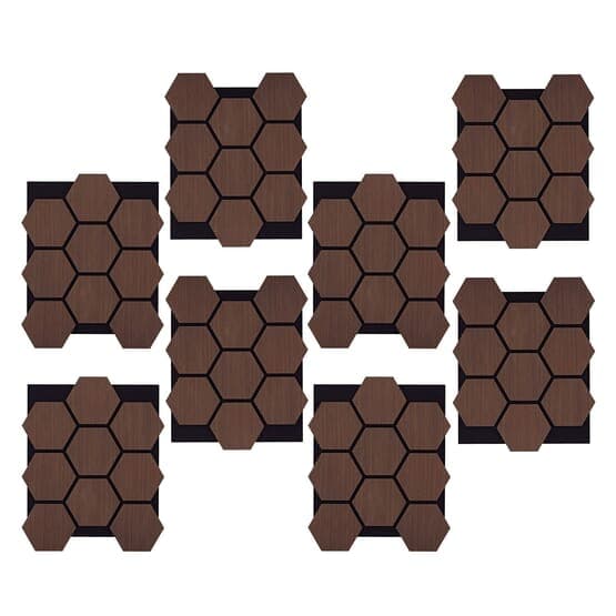 Ljudpanel - Akustikpanel Hexagon - 62x76 Cm - 8 St - Brun