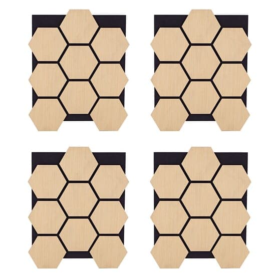 Ljudpanel - Akustikpanel Hexagon - 62x76 Cm - 4 St - Natur