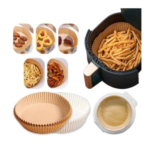 100st Air Fryer engångspapper pergament formar - Liners Airfryer Brun