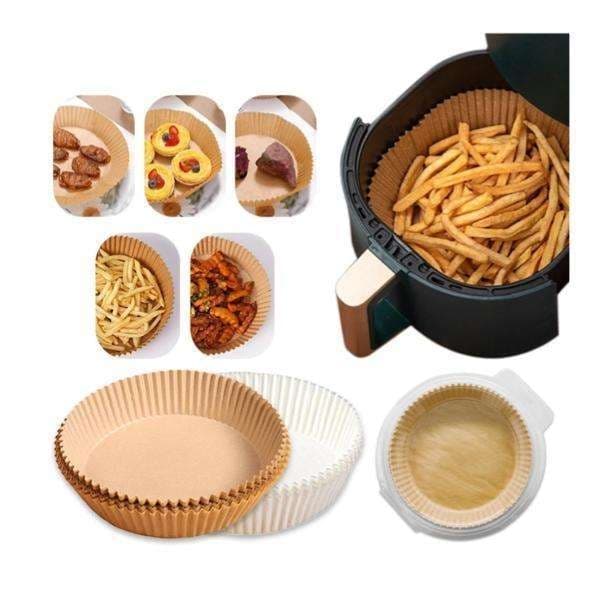 50 stk Air Fryer Liners Engangspapir Pergamentformer Hvit