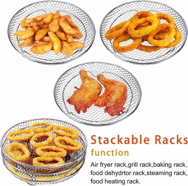 3st Air Fryer Rack Airfryer Korg Fack Rostfritt stål Airfryer