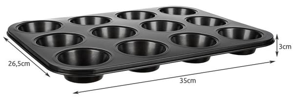 Bageplade + 12stk Silikone Muffinforme / Bolleforme – Forme