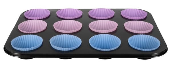 Bageplade + 12stk Silikone Muffinforme / Bolleforme – Forme