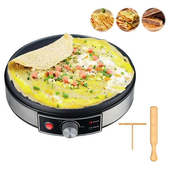Elektrisk Crepesmaskin, 30CM Tillagningsyta, Justerbar Temperatur,1000W