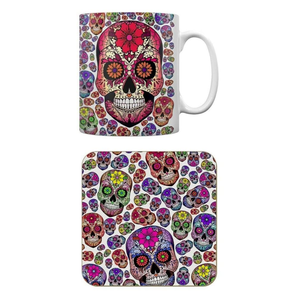 Grindstore Sugar Skull Carnival Mug & Coaster Set