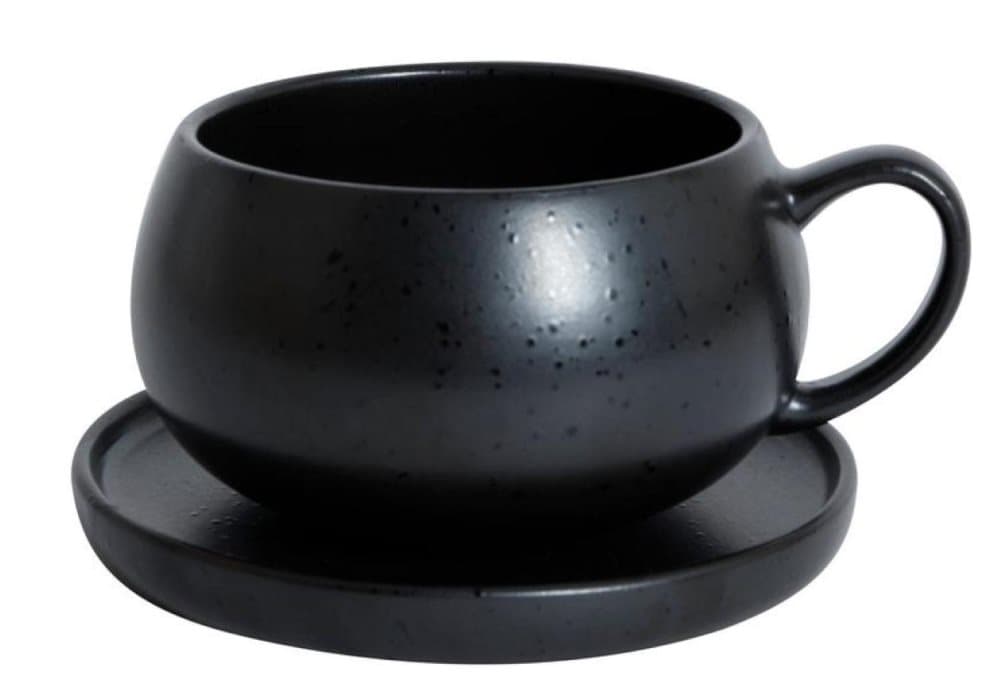 Kopp med fat Svart
