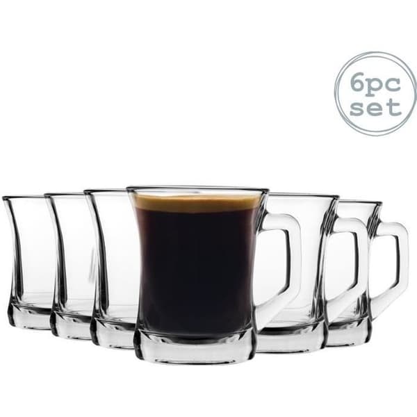 Kaffekopp - LAV - Set med 6 delar - Klart glas - Modern stil - 225ml